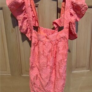 Coral Textured Sleeveless Top